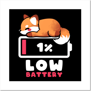 Low battery fox Posters and Art